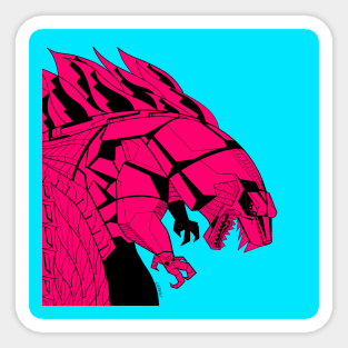 mecha godzilla ecopop in red kaiju explode art Sticker